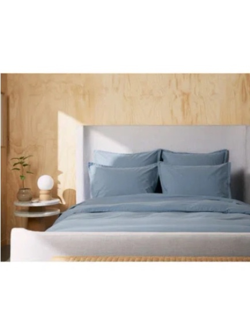 Blue Cotton Percale Duvet Cover Twin- Parachute Home - Picture 2 of 8